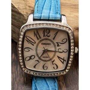 Gruen Embassy Watch Women's Analog Quartz Silver Tone Turquoise Band New Battery